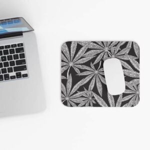 Elegant Mary Jane Leaves Black And White Weed Mouse Pad