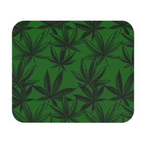 Green Marijuana Leaves Weed Pattern Non-Slip Mouse Pad