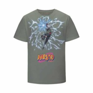 Kakashi Electric Jutsu Attack Moss Green Kids T-Shirt