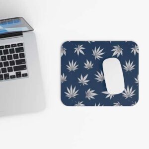 Marijuana Leaves Cool Design Dark Navy Blue Mouse Pad