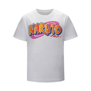 Simple Naruto Anime Title Typography White Kids Shirt