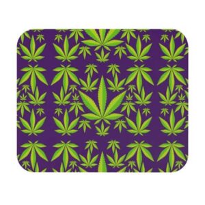 Vibrant Weed Marijuana Pattern Purple Gaming Mouse Pad