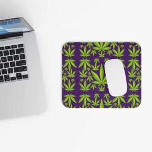 Vibrant Weed Marijuana Pattern Purple Gaming Mouse Pad