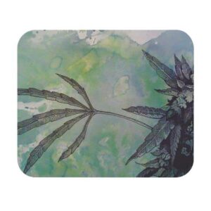 Water Color Painting Weed Art 420 Non-Slip Mouse Pad