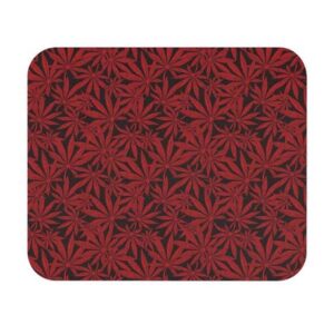 Weed Marijuana Leaves Awesome Red Pattern Mouse Pad