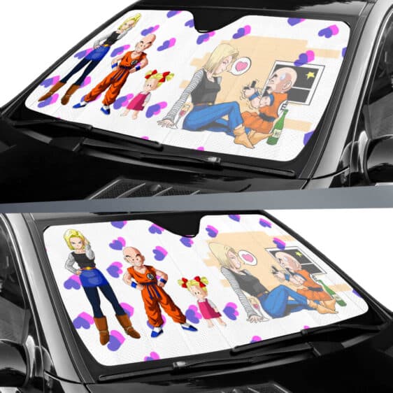 Adorable Family Android 18 Krillin And Marron Car Sun Shade