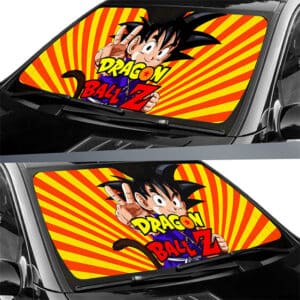 Adorable Kid Goku Peace Sign DBZ Logo Windshield Sun Shade