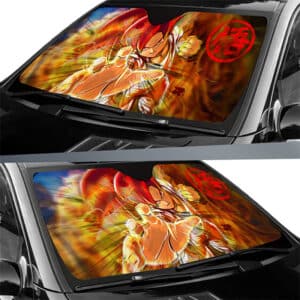 Amazing Goku Red Super Saiyan God Kanji Logo Car Sun Shade