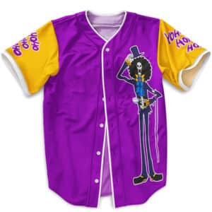 One Piece Brook Character Design Violet Baseball Jersey