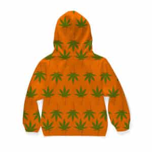 Cannabis Leaf Carrot Strain Pattern Cool Orange Kids Hoodie