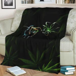 Dope Hand Smoke Marijuana Leaf Artwork Throw Blanket
