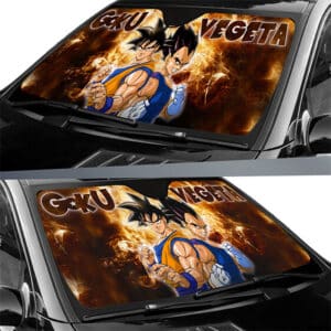 Goku and Vegeta Wearing Potara Earrings Car Sun Shield