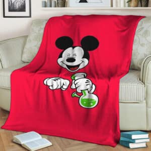 High Times Mickey Mouse Holding Bong 420 Throw Blanket