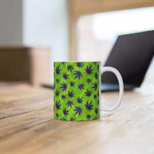 Neon Green Camouflage 3D Weed Pattern Ceramic Coffee Mug