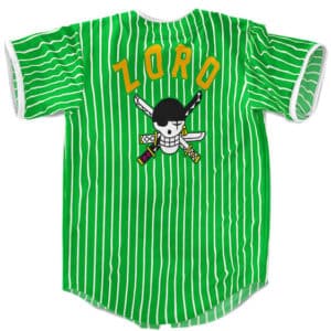 Pirate Hunter Zoro Logo Striped Green Baseball Shirt