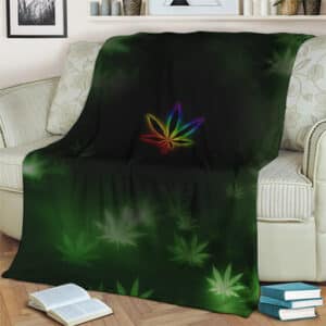 RGB Rainbow 420 Marijuana Leaf Artwork Throw Blanket