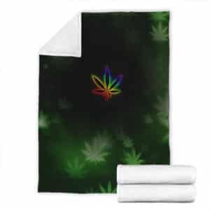 RGB Rainbow 420 Marijuana Leaf Artwork Throw Blanket