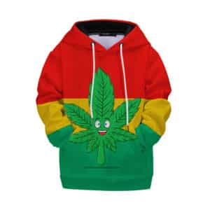Rastafari Colored Weed Leaf Art Cute 420 Kids Hoodie