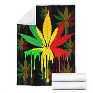 Rastafarian Colors Marijuana Weed Leaf Stylish Throw Blanket