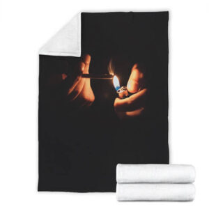 Realistic Lighter & Marijuana Joint Art Black Throw Blanket