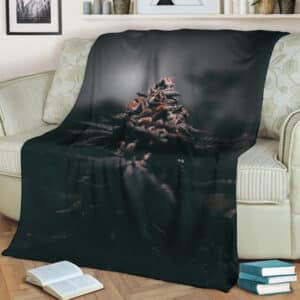Realistic Marijuana Kush Nugs Artwork Black Fleece Blanket