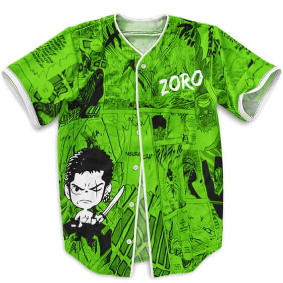 Roronoa Zoro Manga Art Design Green Baseball Jersey