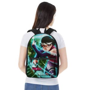 Sarada Uchiha Battle Pose Design Cool Naruto Knapsack Bag