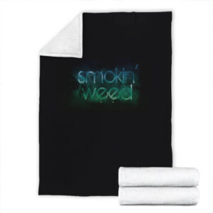 Smokin' Weed Minimalistic 420 Art Black Fleece Blanket