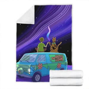 Star Gazing Shaggy and Scooby Smoking Weed Fleece Blanket