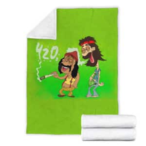 Stoner Cheech And Chong Smoking 420 Marijuana Throw Blanket
