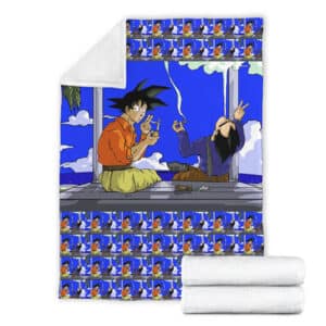 Stoner Goku & Vegeta Smoking Marijuana Joint Throw Blanket
