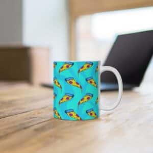 Trippy Pizza Weed Toppings Pattern Ceramic Coffee Mug