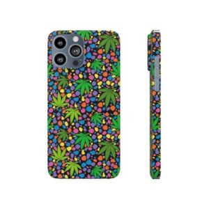Colorful Weed Leaf & Pebble Pattern Art 420 iPhone 13 Case