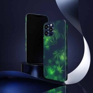 Cool Marijuana Weed Leaf Pattern Art Green iPhone 13 Case