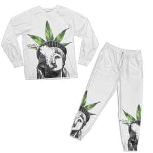 Liberty Smoking Weed Marijuana Crown White Pyjamas Set