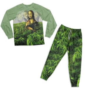 Monalisa Smoking Weed Parody Marijuana Nightwear Set