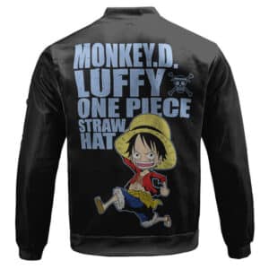 Monkey D. Luffy Chibi Art Straw Hat Black Bomber Jacket
