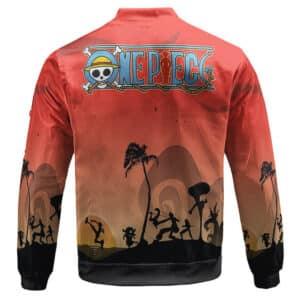 One Piece Straw Hat Pirates Silhouette Red Bomber Jacket