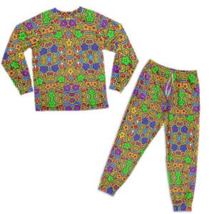 Psychedelic Flower Mushroom And Smiley Pattern Pyjamas Set