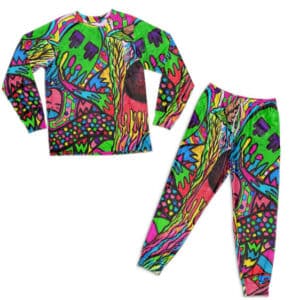 Psychedelic Weed Multicolor Doodle Art Nightwear Set