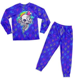 Skull And Mushrooms Psychedelic Pattern Pyjamas Set