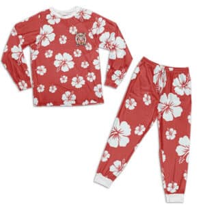 Master Roshi Hibiscus Floral Design Red DBZ Pajamas Set
