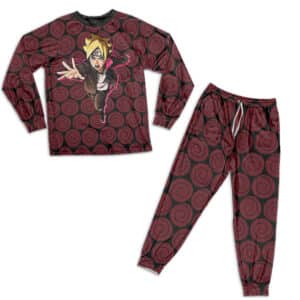 Dope Boruto Uzumaki and Clan Symbol Pattern Pajamas Set