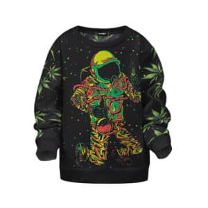 420 Astronaut Smoking Bong in Outer Space Kids Sweatshirt