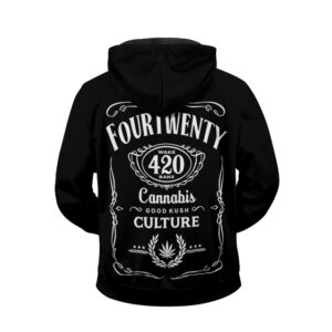 420 Wake And Bake Cannabis Culture Logo Black Zipper Hoodie