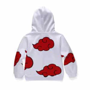 Akatsuki Red Cloud Logo Pattern White Kids Hoodie Jacket