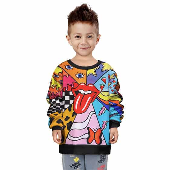 Amazing Rolling Stones Trippy Lick Design Kids Sweatshirt
