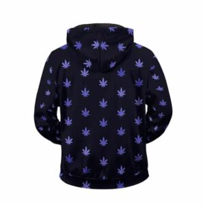 Awesome 420 Weed Leaves Pattern Navy Blue Zipper Hoodie