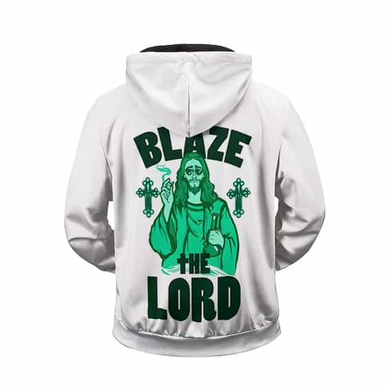Blaze The Lord Funny Jesus Smoking Parody 420 Zip Hoodie
