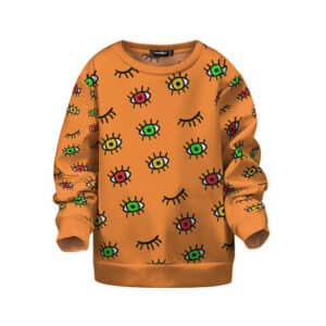 Cartoon Eyes Rastafari Colors Dope Orange Kids Sweatshirt
